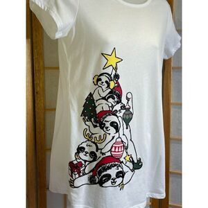 NWOT Justice Sz 14/16 Sloth Christmas Tee